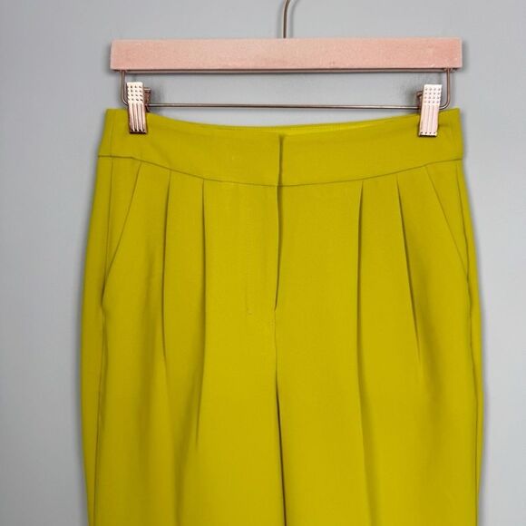 EXPRESS | Chartreuse Green Super High Rise Ankle Dress Pants Women’s Size 2 - Picture 4 of 11